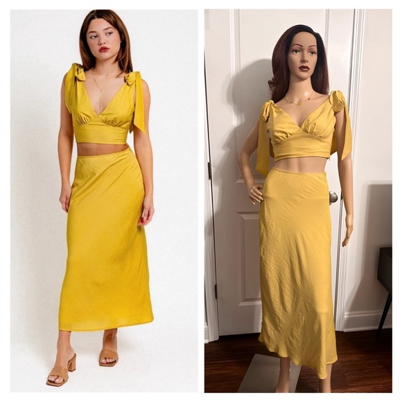 NWT-V-Neck back Tie Crop Top & Bias Maxi Skirt Set - Picture 3 of 10